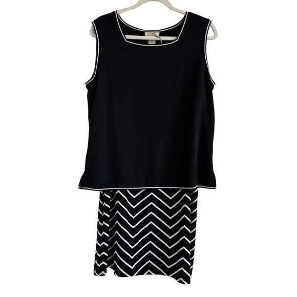 Talbots Black 3 Piece Skirt Outfit Suit Sleeveless Top & Cardigan Sweater Large - Picture 2 of 11